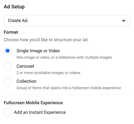 facebook ad set up instructions - example