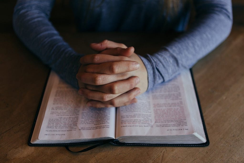 pray, hands, bible